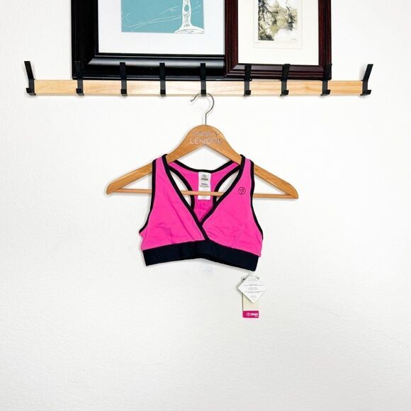 Zumba Flash V-Bra Top in Berry Pink & Black – Small & XS – New with Tags! - Picture 1 of 11